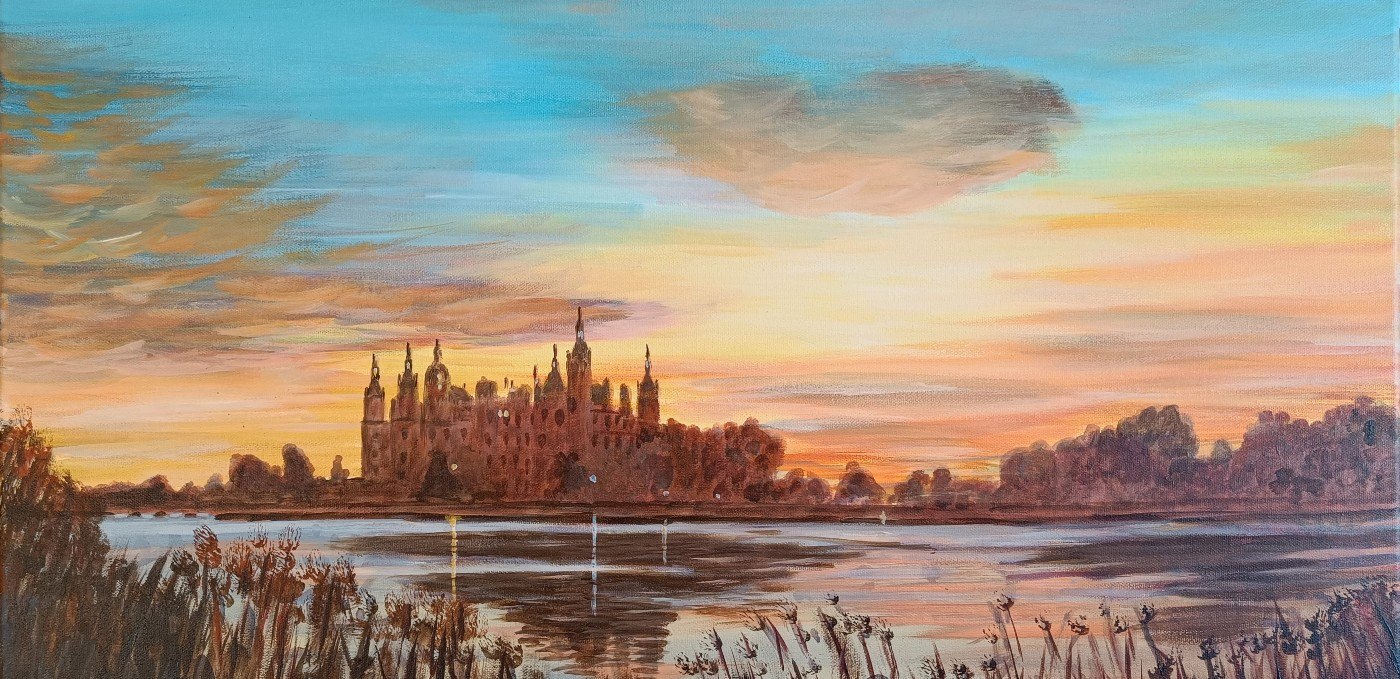 Autumn sunrise with Schwerin Castle, © Paulinchens Kreativwerkstatt