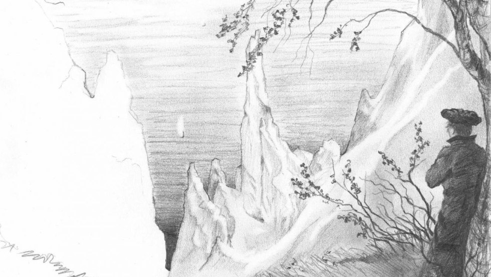 Even today, young artists walk in the footsteps of Caspar David Friedrich: Sketch of the chalk cliffs on Rügen, © © Robert Anderle