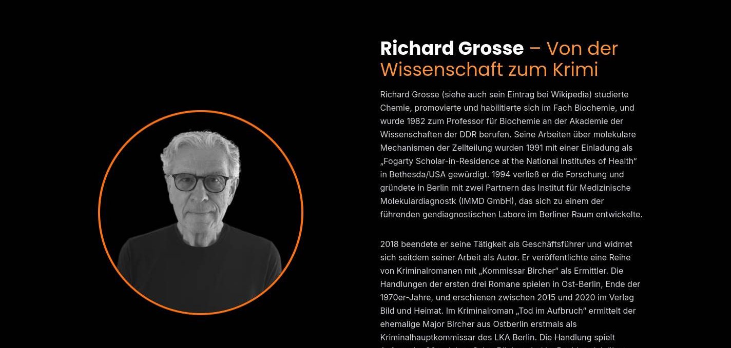 Something from the curriculum vitae of the author Richard Grosse, © Richard Grosse