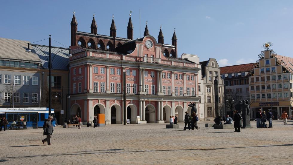 View of Rostock city hall with the 7 towers, © Angelika Heim