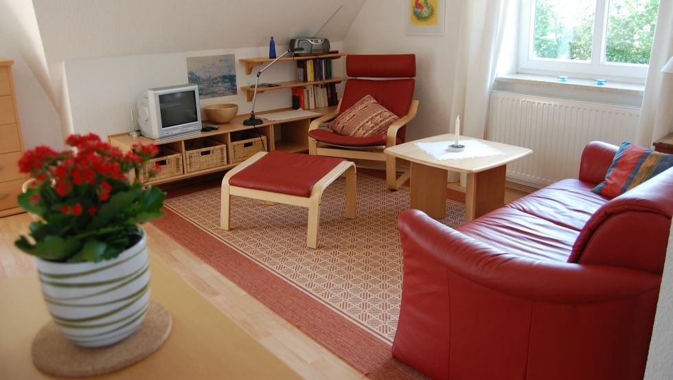 Seating area in the living area of the apartment, © Landhaus Osten/Von Osten
