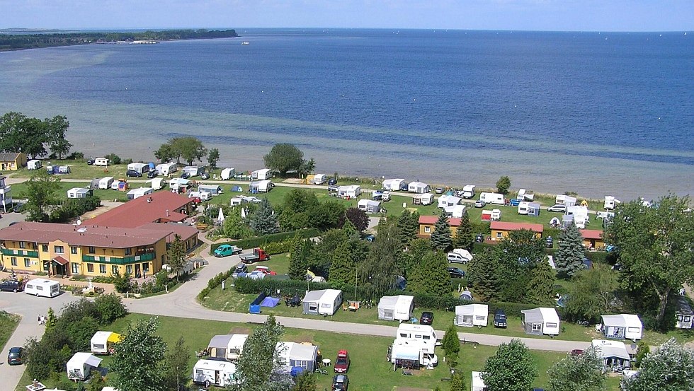 Camping from above with view over the reception, © Ostseecamping Ferienpark Zierow KG