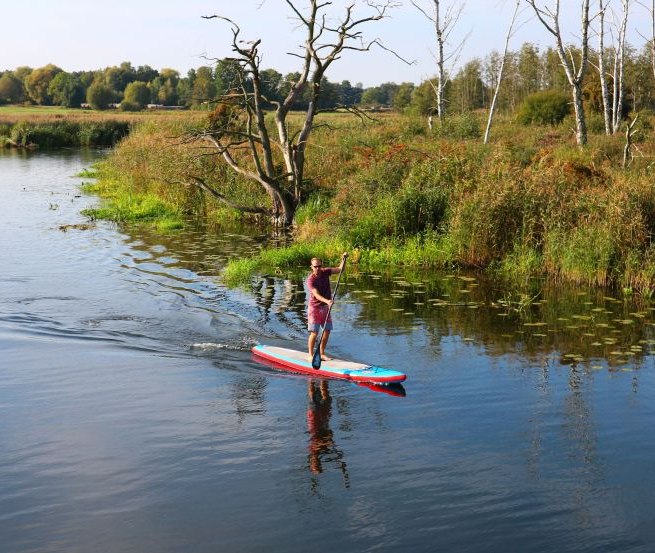 With the SUP - Stand Up Paddle Board on the Peene near Demmin on the way in Mecklenburg-Vorpommern.
Mecklenburg Lake District, © TMV/Sebastian Hugo Witzel