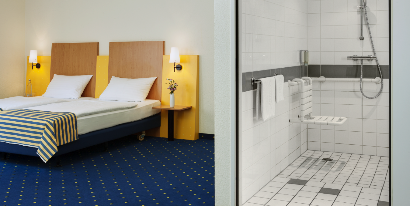 Handicapped accessible room with bathroom., © IntercityHotel Stralsund