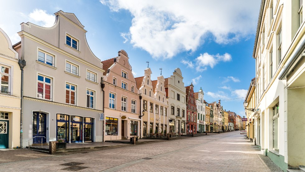 Typical gabled houses in Krämerstraße Wismar, © TZ Wismar, Alexander Rudolph