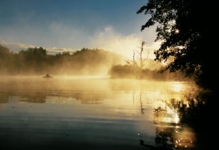 Mysterious fog in the morning over the Peene, © TMV/Grundner