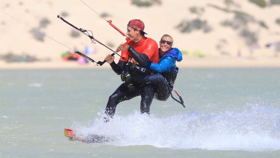 Lots of fun "piggyback" kitesurfing, © Oceanblue Watersports