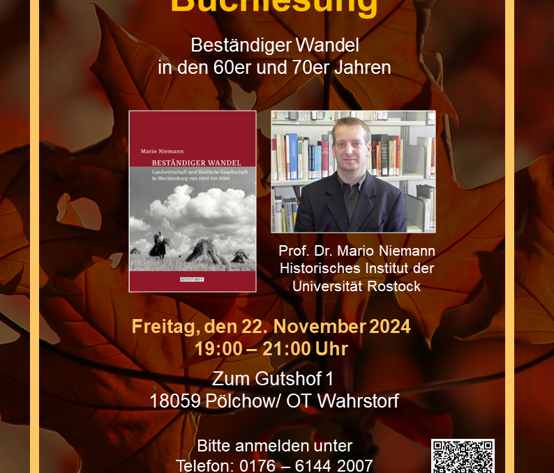 Announcement of the reading and discussion "Constant change - agriculture in the 60s and 70s., © Förderverein zur Erhaltung der Dorfkirche Buchholz e. V.