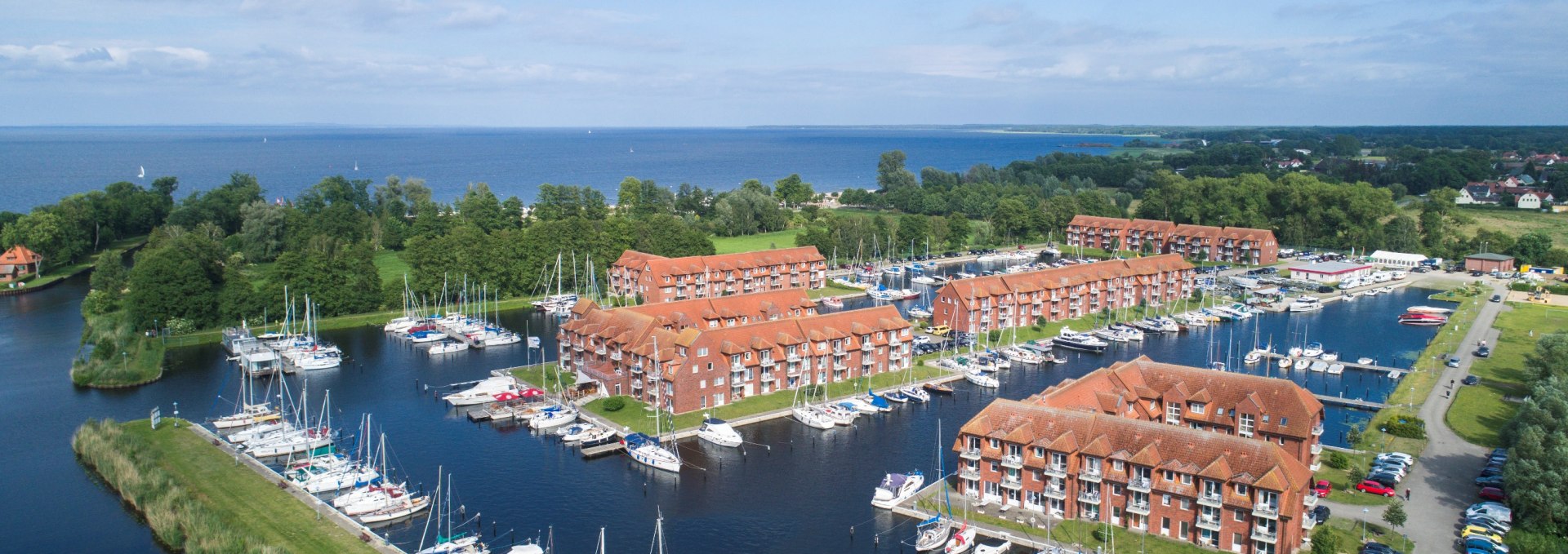 Aerial view of the marina with view of the Stettin Lagoon, © Lagunenstadt Ueckermünde