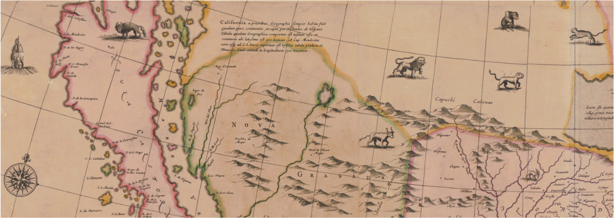 Excerpt from: [The Rostock Great Atlas]. [30]: America Septentrionalis. Amstelædami Amstelædami: Ioannes Blaev , [1659].Rostock University Library, Qb-21https://purl.uni-rostock.de/rosdok/ppn1880447282, © UB Rostock