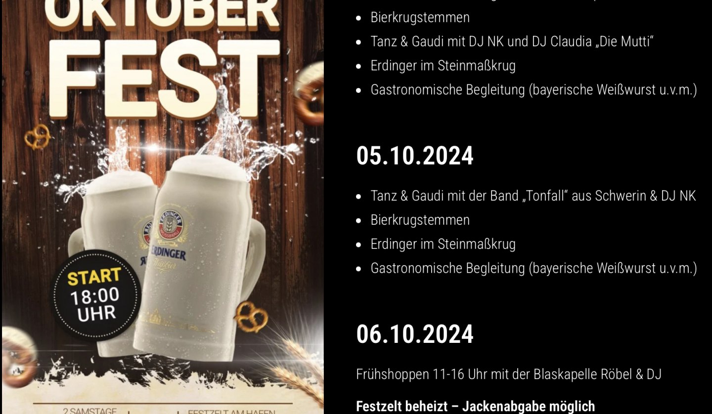 Flyer incl. program for the Oktoberfest in Röbel/Müritz, © H.Lindner-Event