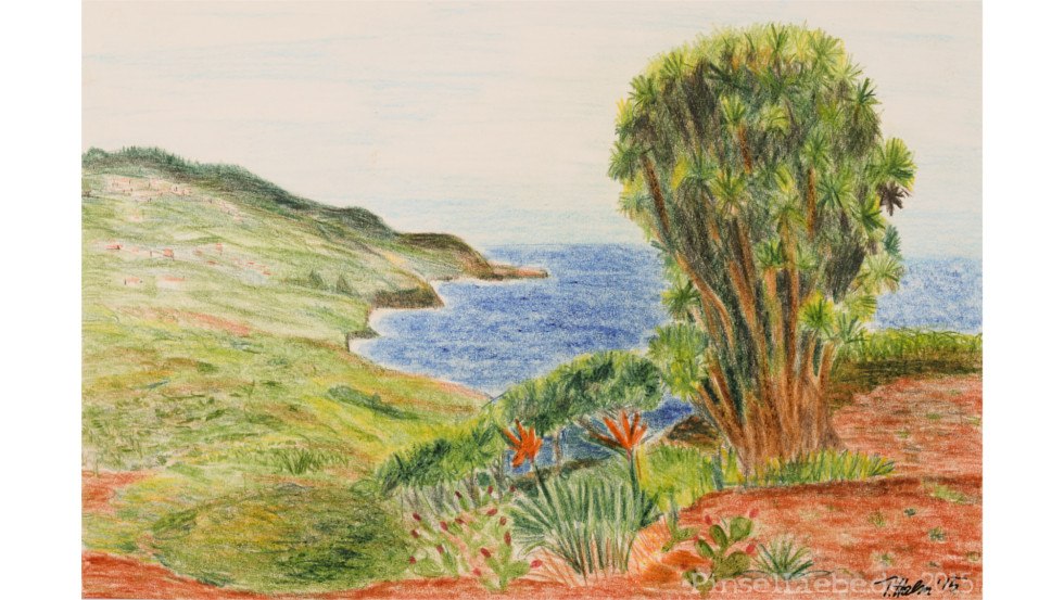 Landscape, colored pencil drawing, © Tina Halm