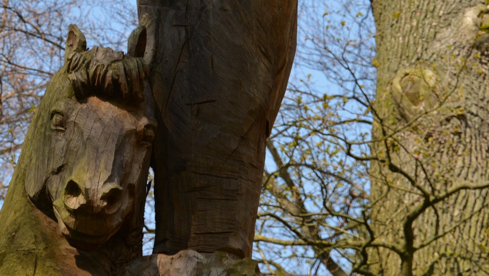 Work of art carved from an old oak tree - Totenwinkel artist Benjamin Fock, © Foto: Tourismusverband Mecklenburg-Schwerin