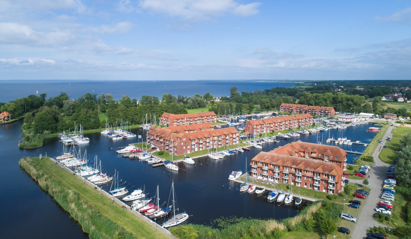 Aerial view of the marina with view of the Stettin Lagoon, © Lagunenstadt Ueckermünde