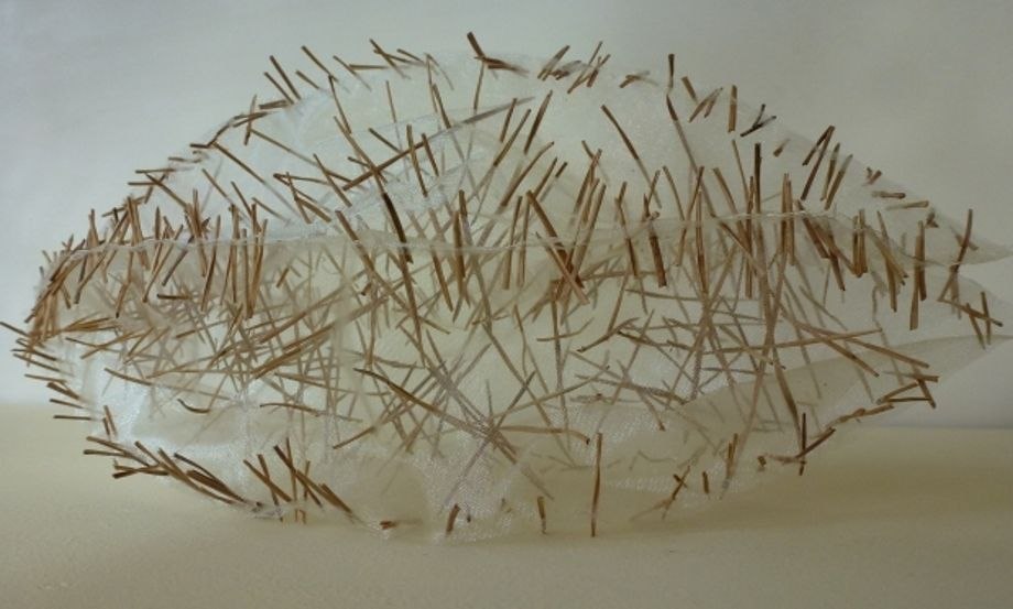 STACHELEI 2014 pine needles gauze 15x15x27cm, © Angela Kiersch