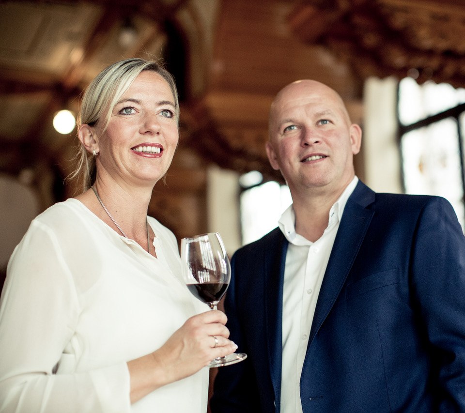 The owners of Weinhaus Uhle in Schwerin Mrs. and Mr. Frymark