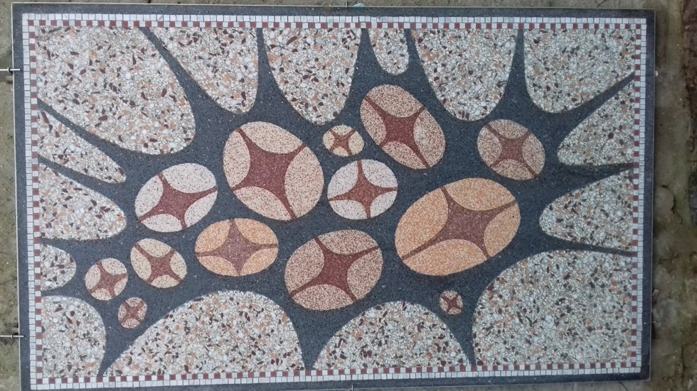 "Cells" - panel: 200 x 120 x 1.5 cm - terrazzo/ mosaic sanded, © Dietmar Drenkhahn