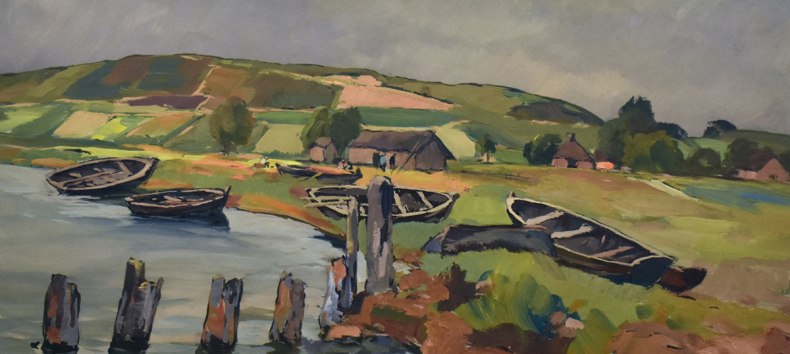 Tempera "Fishing harbor of Middelhagen at Hagen'schen Wiek (Rügen)", Eugen Kucher, © MB 5881; ©Stadtmuseum Bergen auf Rügen