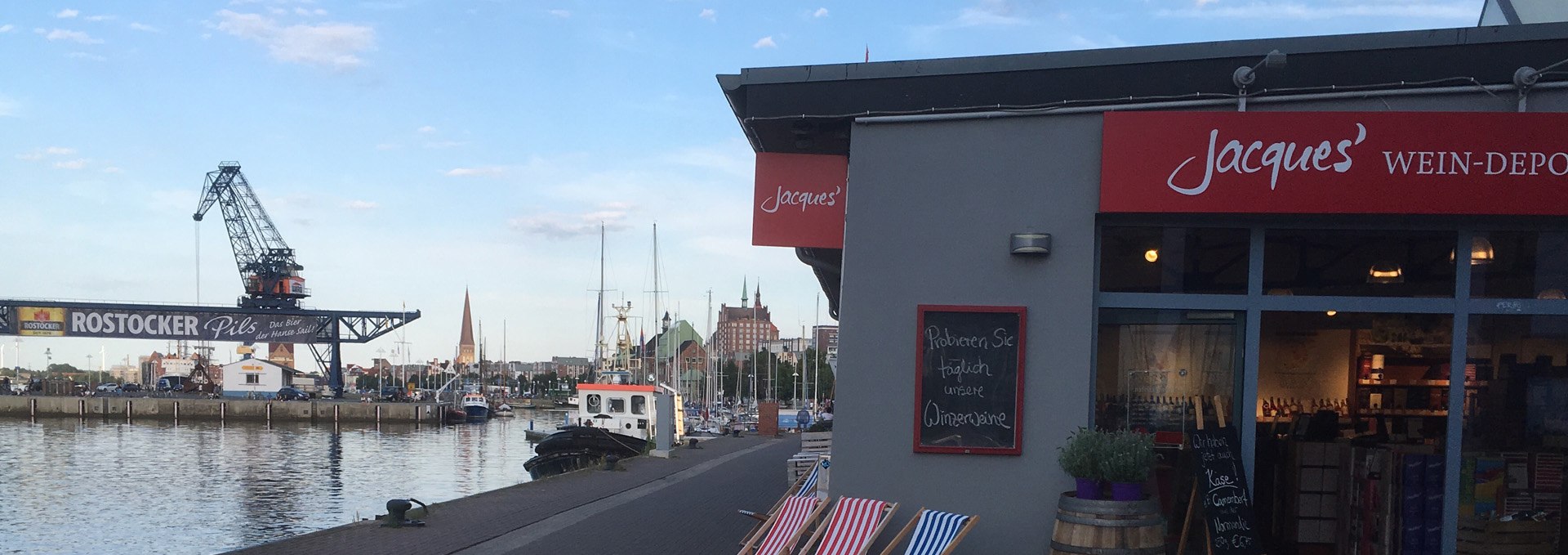 Jacques' wine depot directly in the city port of Rostock, © Jacques’ Wein-Depot Rostock