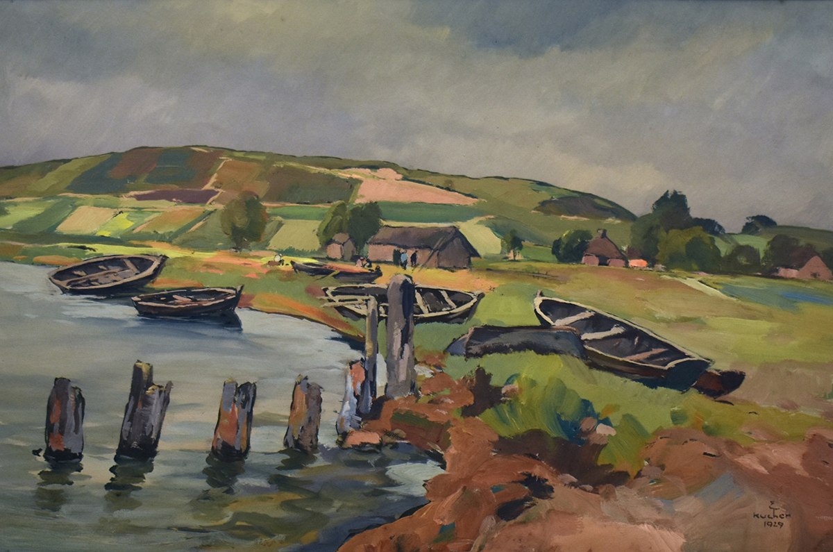 Tempera "Fishing harbor of Middelhagen at Hagen'schen Wiek (Rügen)", Eugen Kucher, © MB 5881; ©Stadtmuseum Bergen auf Rügen