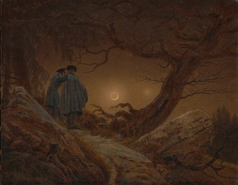 © C.D. Friedrich: "Zwei Männer in Betrachtung des Mondes" (1819/20) Staatliche Kunstsammlungen (Galerie Neue Meister) Dresden