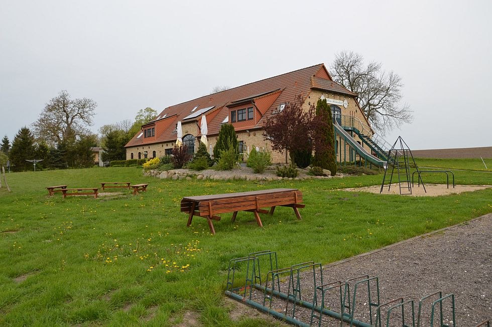 View of playground, barbecue area and cyclist rest area, © Schittko