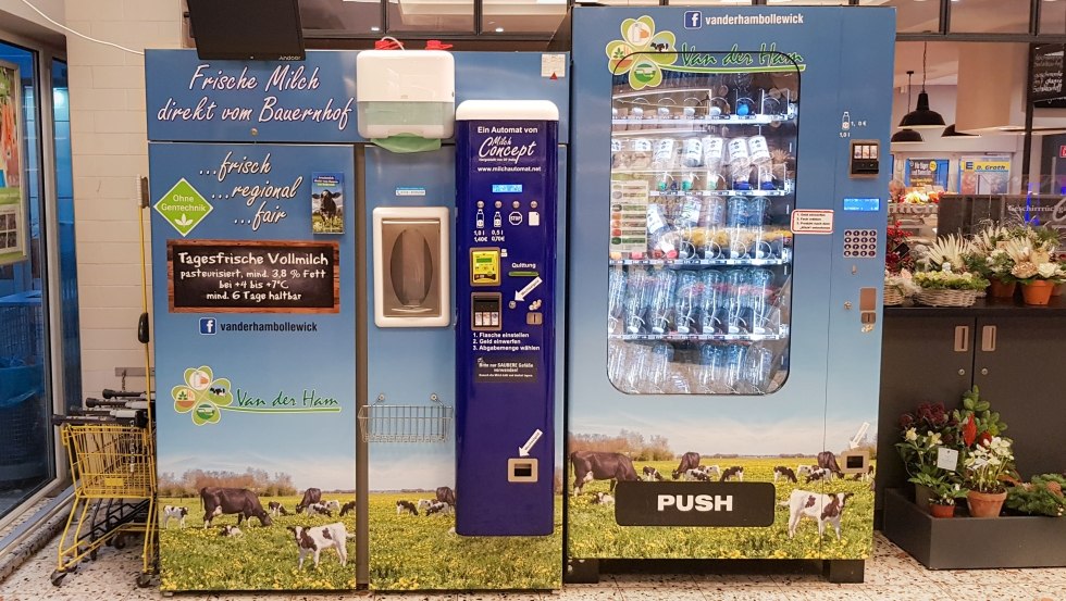 Milk vending machine EDEKA Groth, © Van der Ham Bollewick