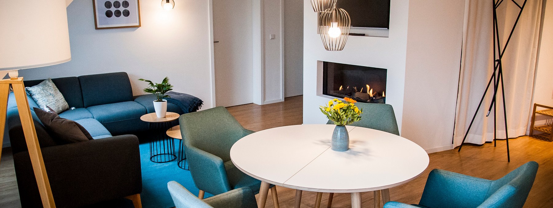 In each apartment a fireplace provides a cozy living ambience, © Lichthof Neubrandenburg