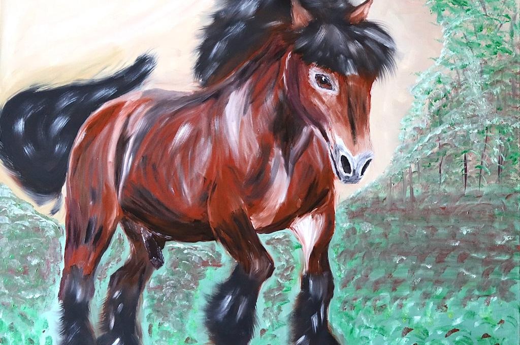 Painting in oil by Wolfgang Hube Mecklenburg cold-blooded stallion, © Wolfgang Hube