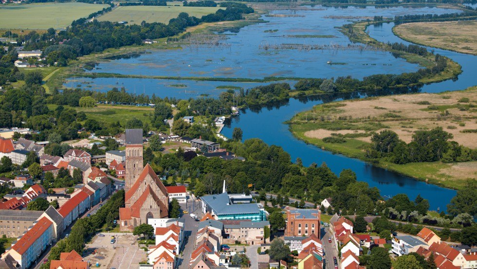 The Peene flows into the Peenestrom or the Stettiner Haff at Anklam, © TMV/Grundner