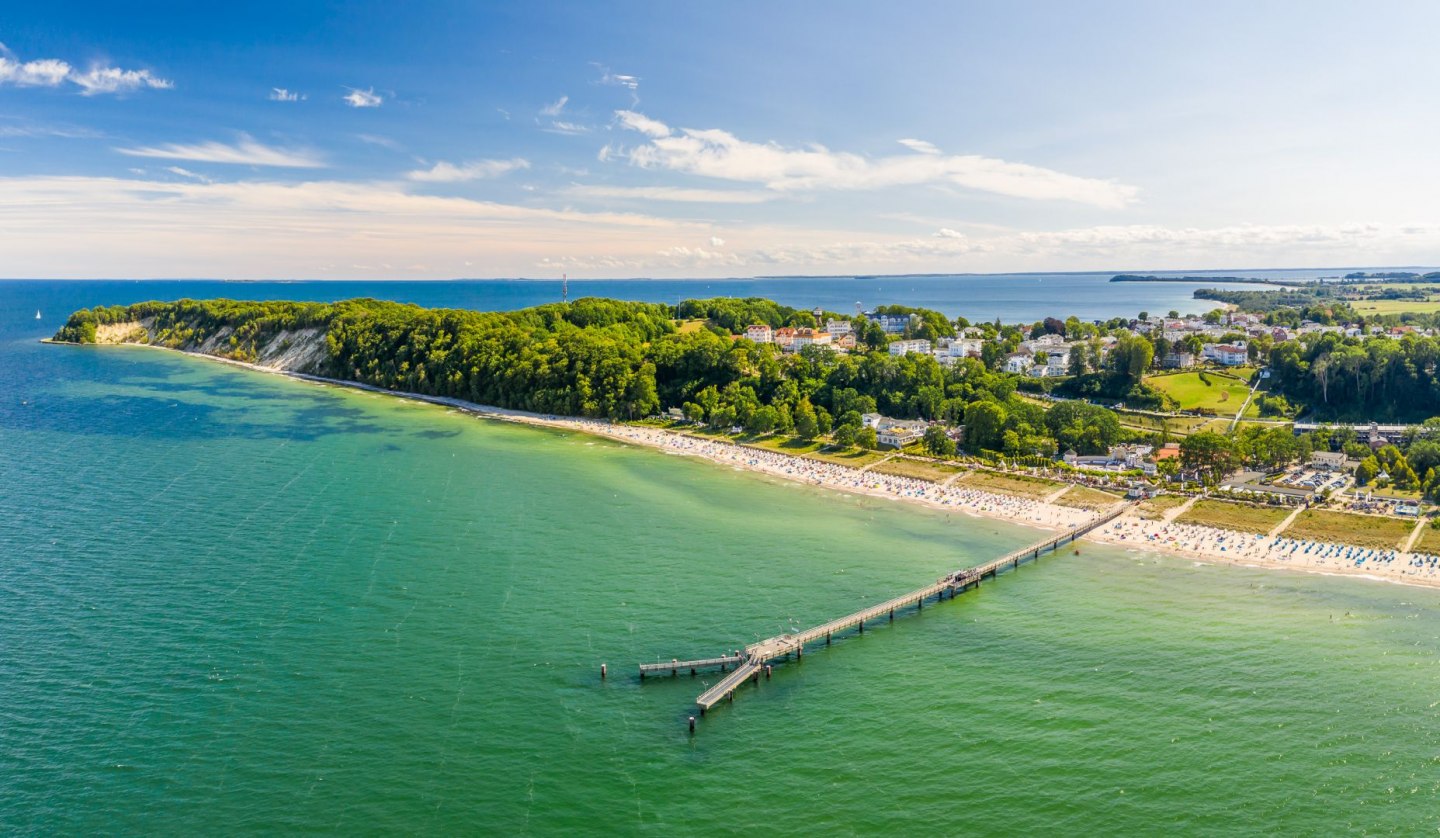 Impressive panorama from the air: Baltic resort Goehren with the pier on the north beach, © Mirko Boy