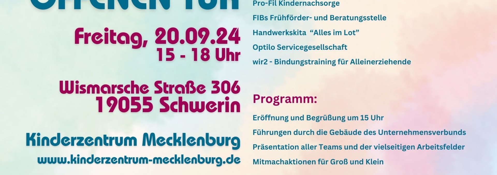 Invitation to the open day at the Mecklenburg Children's Center, © KiZeMe