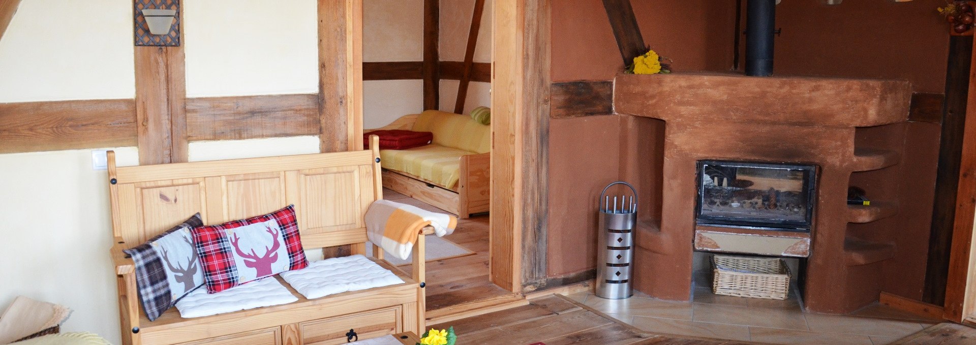 Living room in the vacation apartment half-timbered house upper floor, © Kurverwaltung FSL